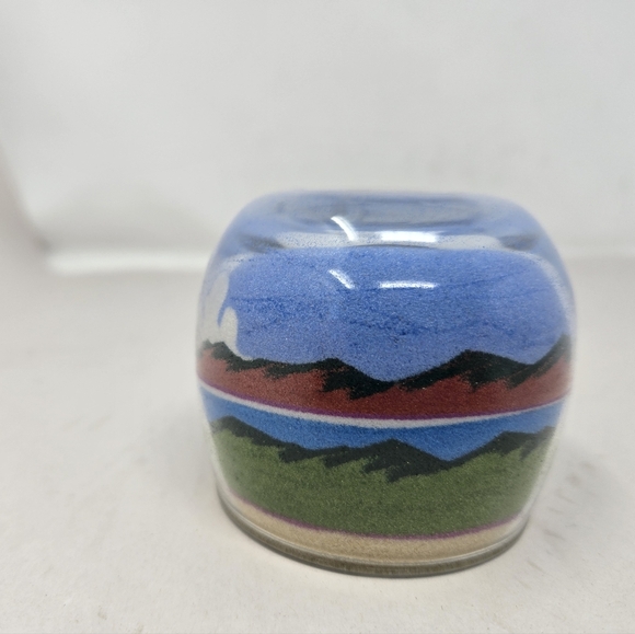 Sand Globe Art Painted Mountains Bird Cloud Glass Paperweight Arizona Artist - Picture 2 of 8